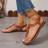 Sandals for Women 2025 Summer Simple Fashionable Flats Elastic Band Outdoor Beach Shoes Casual Ladies Rome Sandals