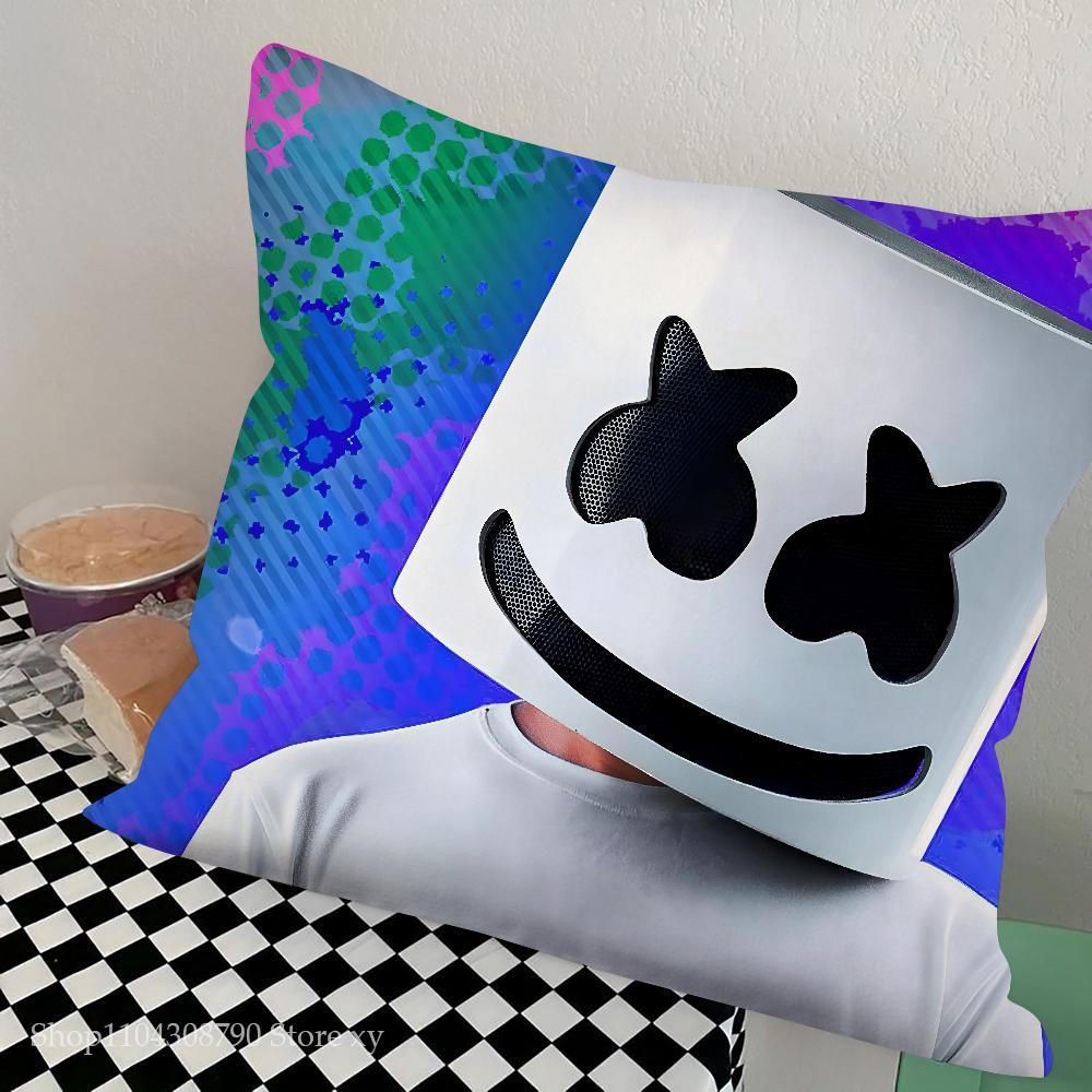 Dj M-Marshmello Pillow Case Square Pillow Bedroom Sofa Leisure Comfort Cushion Car Living Room Home Decoration