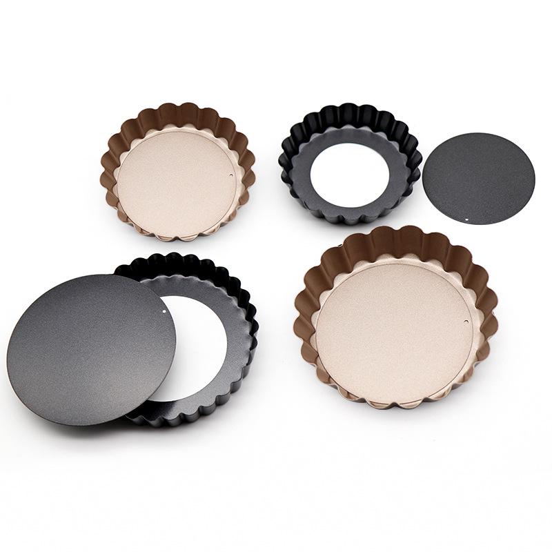 Movable Bottom Carbon Steel Chrysanthemum Tart and Pie Pan, 3/4/5 Inch Egg Baking Molds