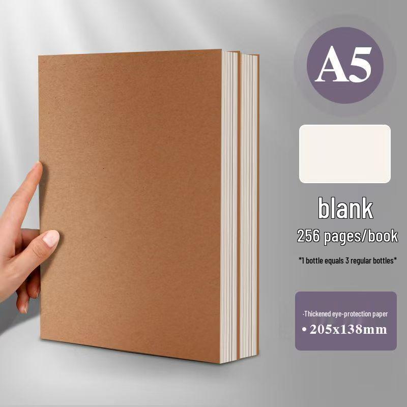 Cowhide Journal B5: White Pages for DIY, Hand-Painted Designs, 6-Opening Horizontal Line, Mind Map, Grid Book.