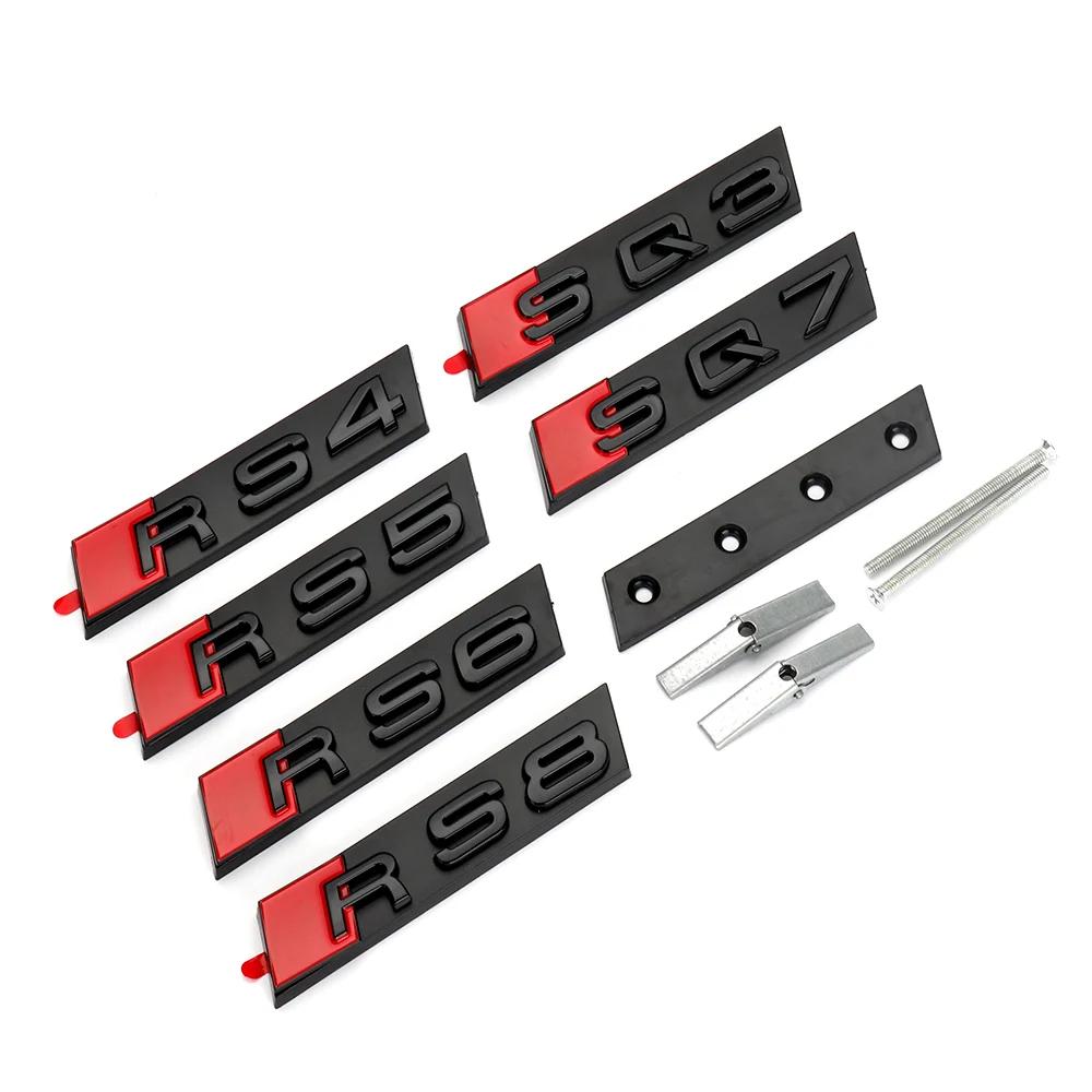RS3 4 RS5 6 RS7 8 SQ3 SQ5 SQ8 front grille emblem with screw for 22 RS4 SQ7 sport refit grill logo car stickers front label