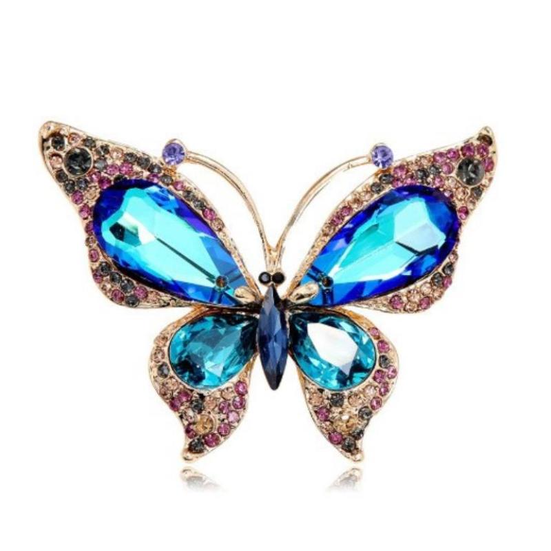 Fashion Rhinestone Shining Crystal Butterfly Brooches For Women Clothing Coat Jewellery Accessries Gifts
