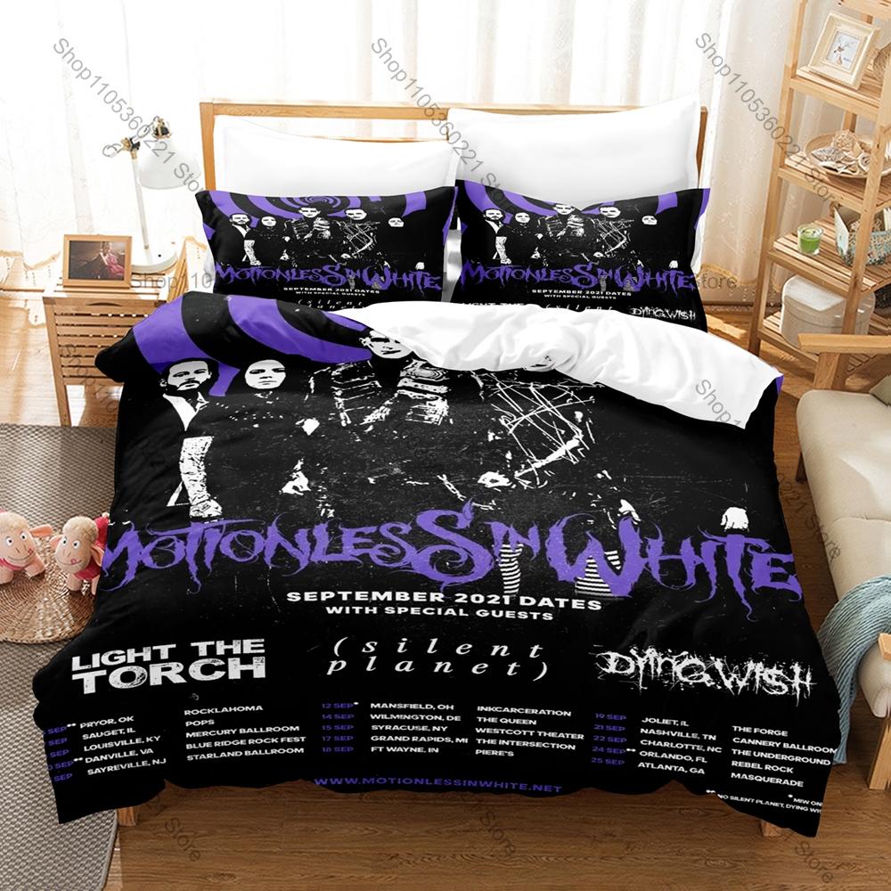 Spookachtige Zombie Schedel Grafisch M-Motionless In White Metalcore Beddengoed Set Dekbedovertrek Met 2 Kussenslopen Tiener Gotische Slaapkamer Decor