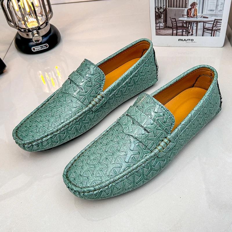 New Handmade Loafers for Men Casual Leather Shoes Mens Loafers Moccasins Breathable Slip on Big Size 48 Driving Shoes for Men