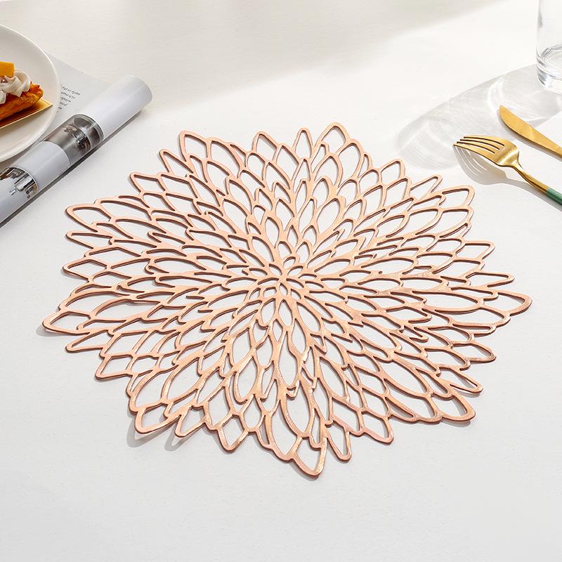 

Европейский стиль Гибискус Золотой ПВХ Подставка под тарелку - Изолированная и Водонепроницаемая Настольная подставка Hibiscus Flower [38cm] розового золота