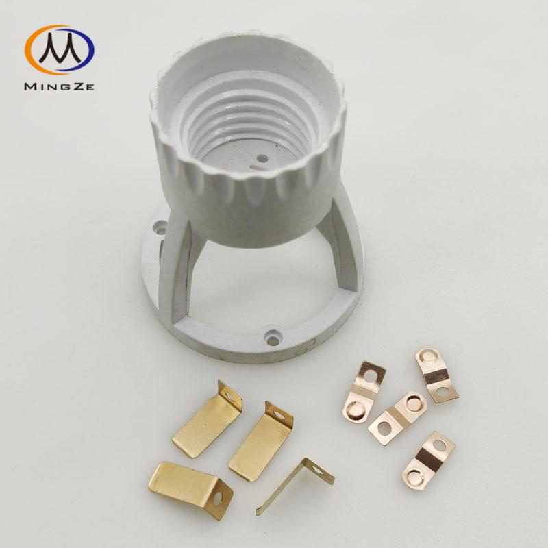 E27 LED Lamp Holder Base with Metal Electrode Clip and Sleeve (No Plastic Shell)