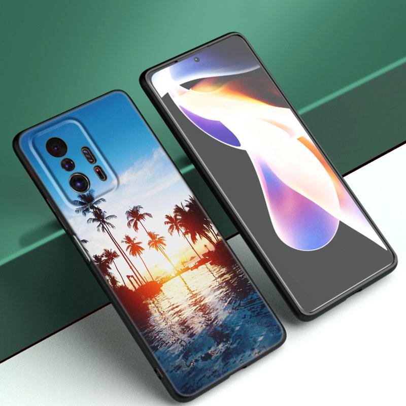 Summer Beach Sunset Sea Phone Case For Xiaomi Mi A2 8 9 SE Note 10 10T 11 12 Lite 9T 11T 12S 12T Pro A3 6X 12X TPU Black Cover