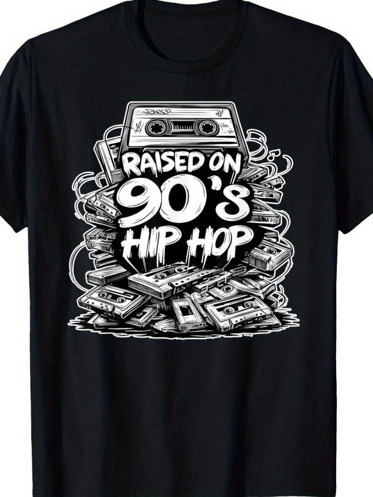 Men S Vintage 90s Hip-Hop T-Shirt Retro Cassette Tape Graffiti Shirt XXL