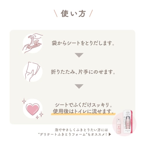 Femirte Delicate Wipes (15 Sheets X 3 Packs / Fragrance-free) Flushable Wet Wipes for Delicate Zones (Portable/Travel/Emergency Preparedness) Mild Aci