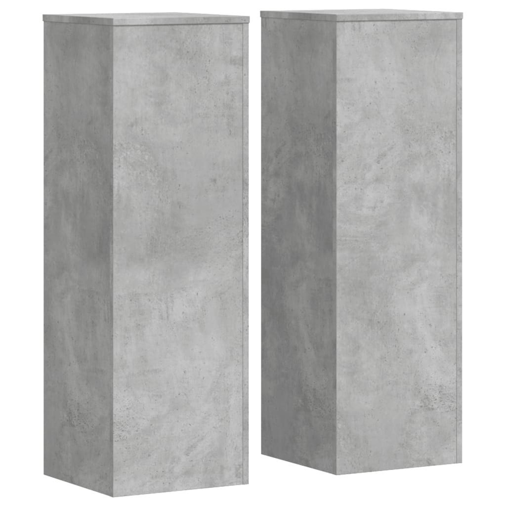 Plant Stand Set of 2 Concrete Grey 33 X 33 X 100 Cm Wood Based Material