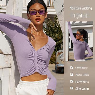 Top da Yoga da Donna Sottile a Maniche Lunghe - Traspirante ed Elegante Abbigliamento Sportivo Autunnale