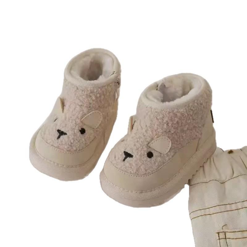 2026 Winter Warm Toddler Boots Girls Boys Soft Sole Cotton Snow Anti-Slip Rubber 1-3 Years