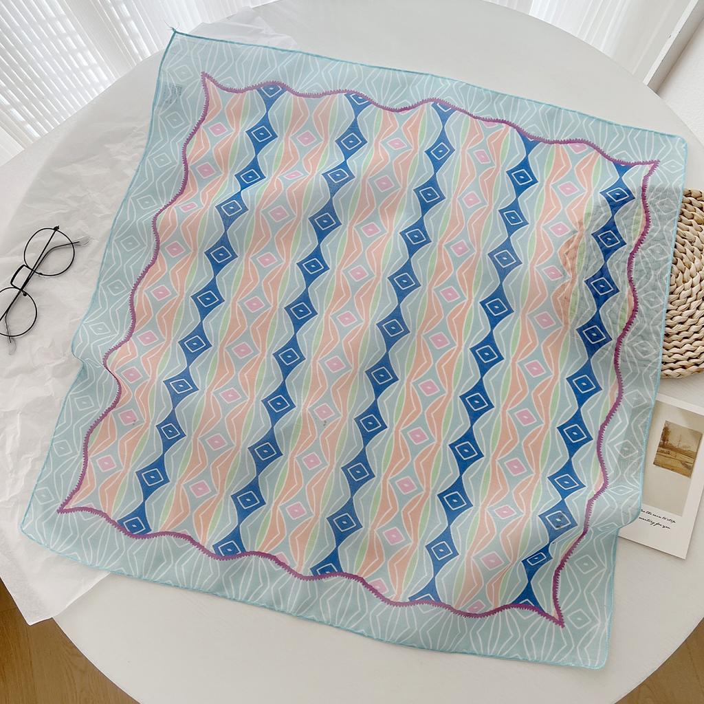 Korean Foreign Style Decorative Headscarf Spring and Summer Women's Diamond Versatile Cotton and Linen Small Square Scarf Fashion Temperament Scarf