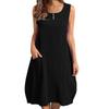 Fashionable Women's Cotton And Linen Loose Pocket Women's Dress