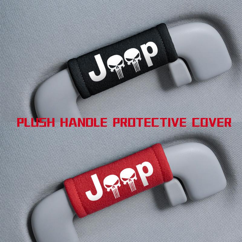 Car Door Handle Cover Soft Plush Auto Door Handrail Covers Car Roof Holder Protection For Jeep Compass Renegade Cherokee ALY1