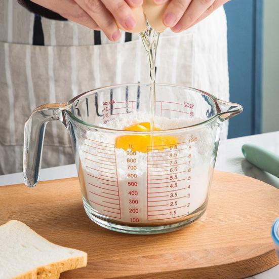 3-teiliges Messbecher-Set, Dickwandige Glas-Rührschüsseln mit Ausgießer, Küchen-Vorbereitungsschüsseln zum Backen und Kochen