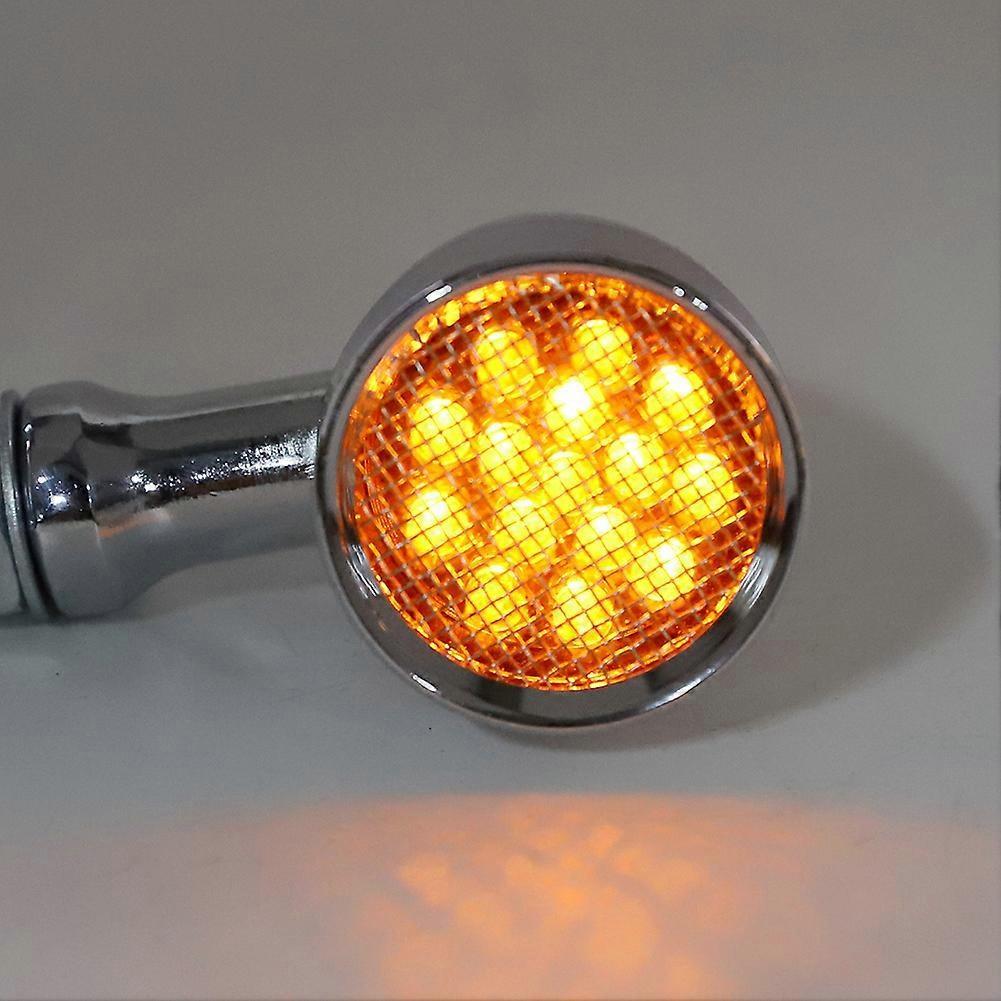 2Pcs Motorcycle Turn Signal Lamp Brake Light Vintage Grille Modification AccessoryWhite