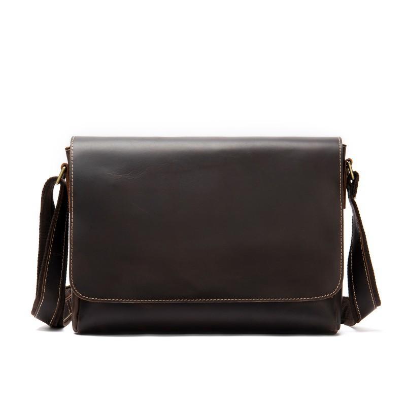 Real Cowhide Retro Crazy Horse Leather Envelope Bag Horizontal Diagonal Cross Men s Shoulder Large Capacity Genuine Mailman кофейный