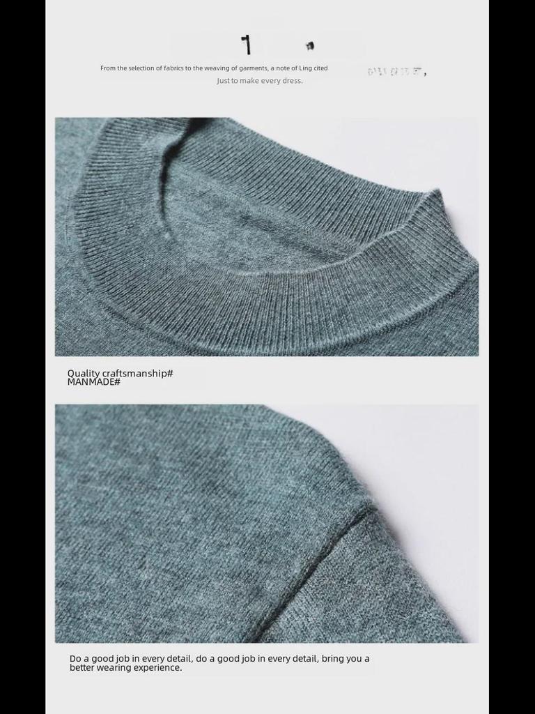 Halbrollkragenpullover für Herren aus 100 % reiner Wolle – Herbst-/Winterkollektion 2024