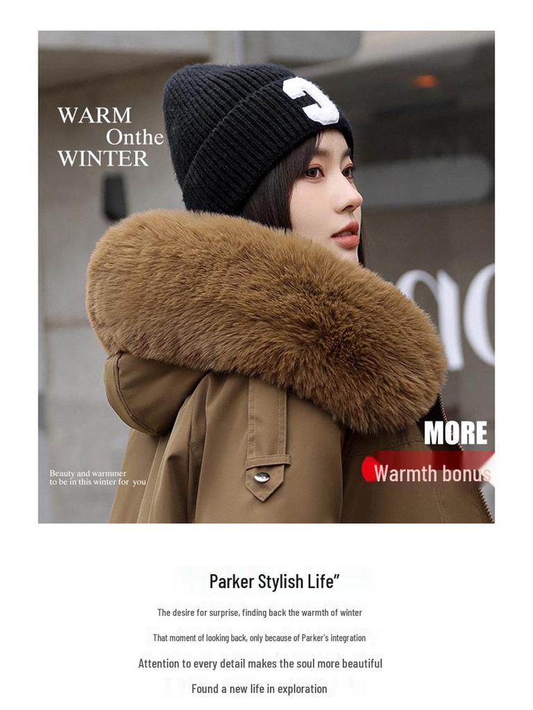 Vielseitiger Damen-Winterparka mit abnehmbarem Futter und Pelzkragen, tailliert, fleecegefüttert, dicker Baumwollmantel.