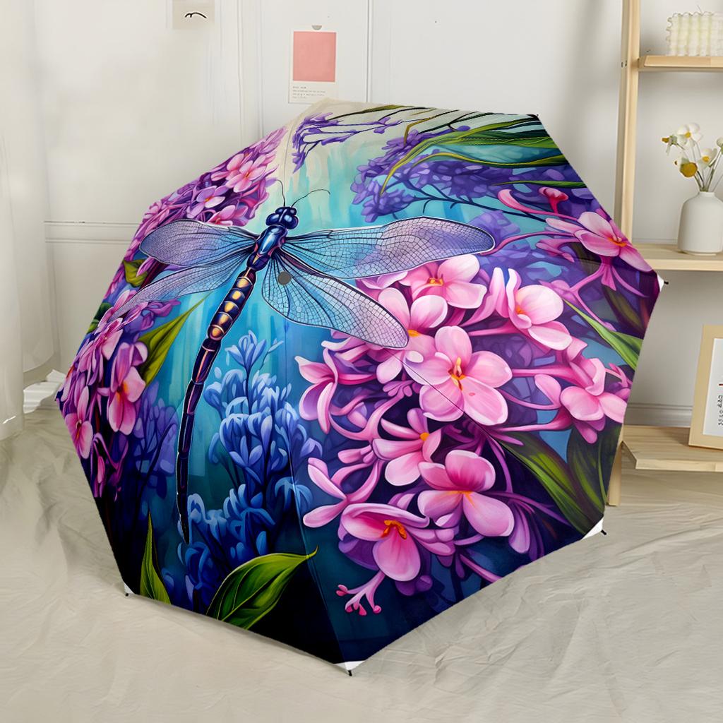 Art Nouveau Dragonfly Compact Travel Automatic Umbrella Compact & Durable 8-Rib Design Durable Plastic & Iron All-Season Travel
