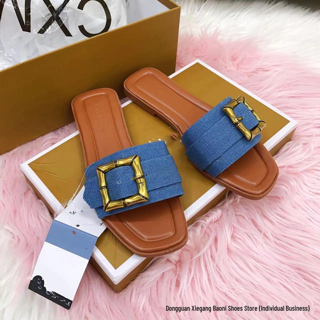 Women's Summer Metal Buckle Sandals: Stylish, Versatile, and Comfortable Flats for Any Occasion