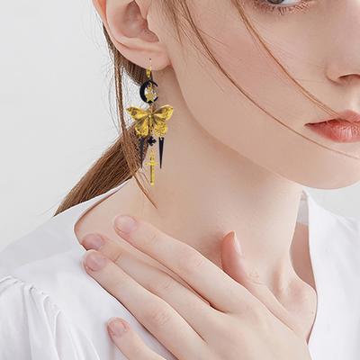 Boucles d'oreilles Pompon Étoile Lune Papillon Alliage pour Femmes, Bijoux Gothiques Personnalisés Vintage Cadeau