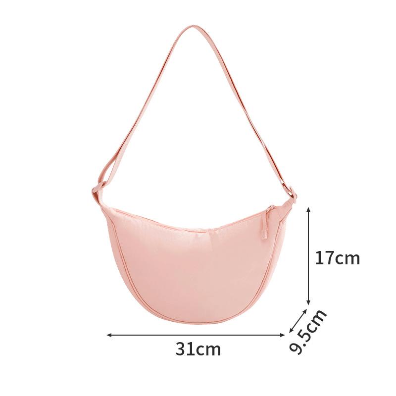 New Simple and Casual Solid Color Nylon Large Capacity Men Women's Dumpling Bag Shoulder Bag for Travel and Commuting Unisex Hobo Bags