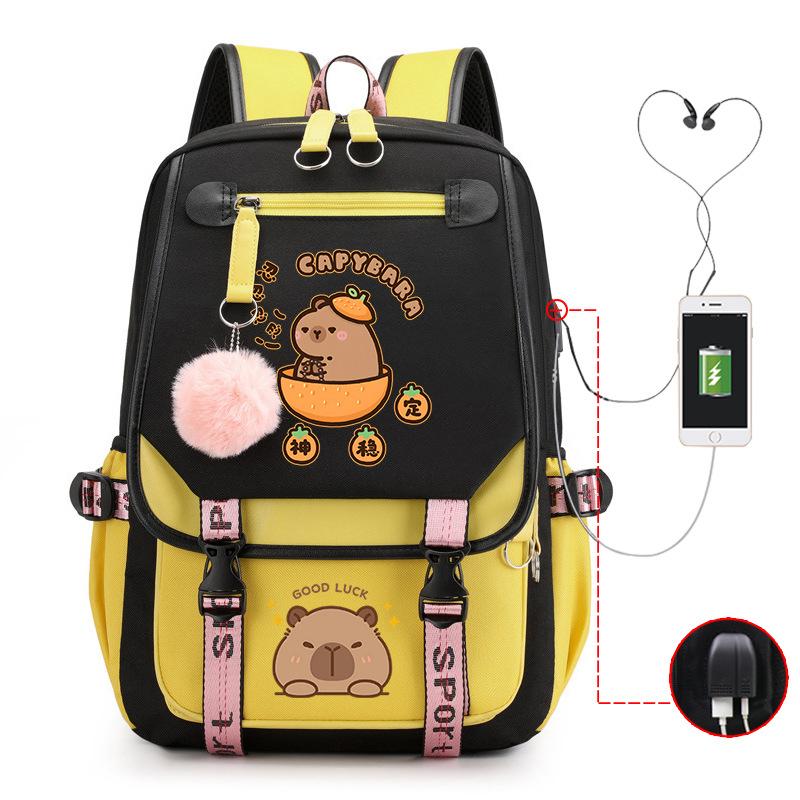Campus Universal School Bag Kapibara Personality Trend USB Multifunctional Backpack Student New
