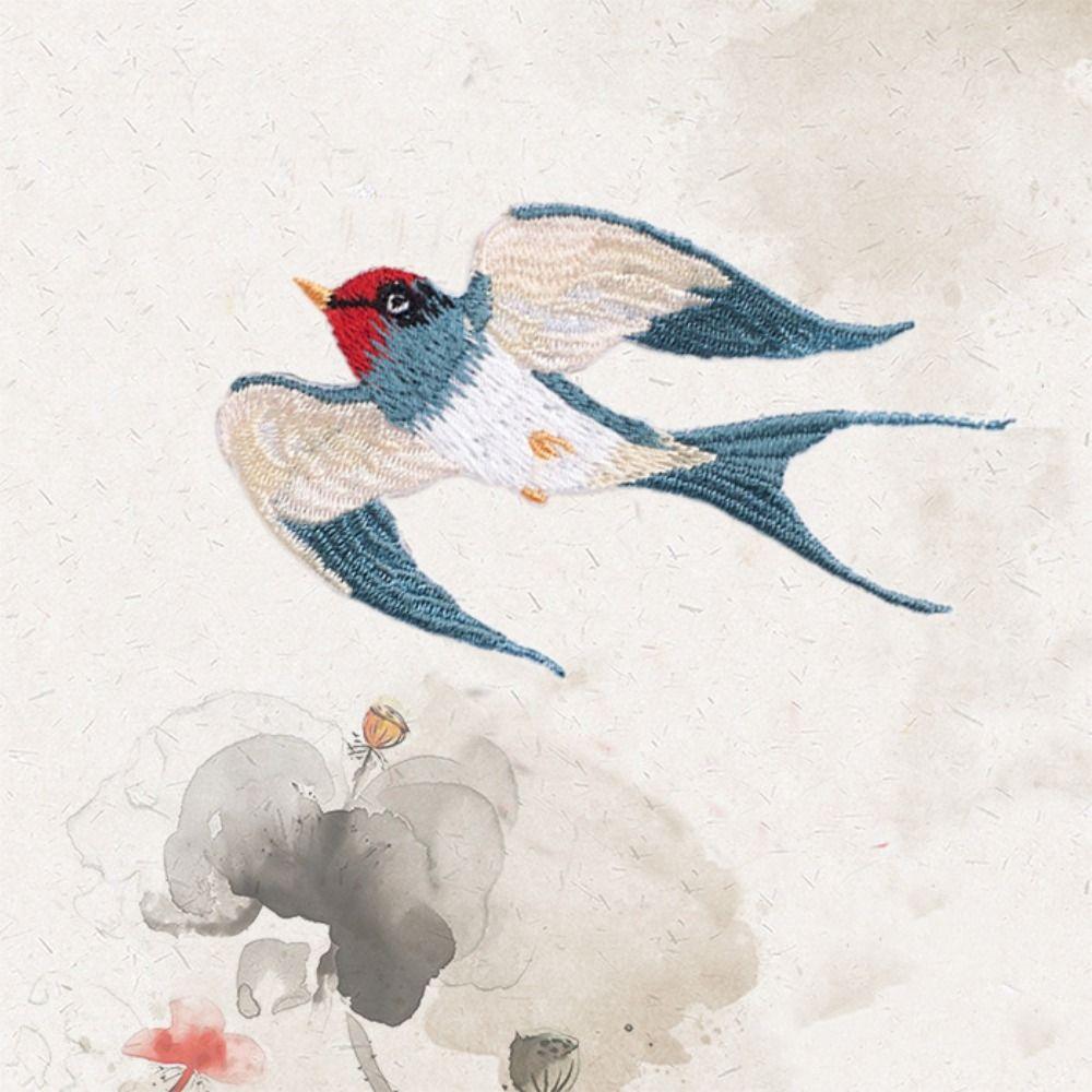 5PCS Embroideried Swallows Patches Adhesive Clothes Sticker Apparel Clothes Appliques  Phone Case