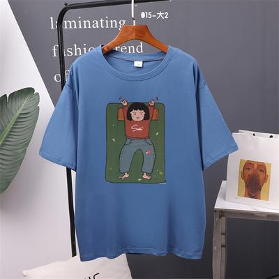 Summer New Kawaii Oversized T-shirt Soft Cotton Tees for Women Sleeping Girl Printed Fashion Top Women