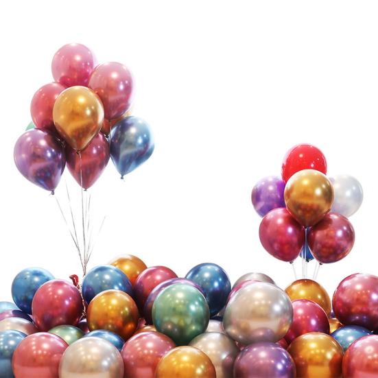 50Pcs 5 Inches Metallic Balloon Shiny Multi-colors Thicker Leakproof Anti-burst Scene Layout Tear-resistant Wedding Party Decor Latex Balloon