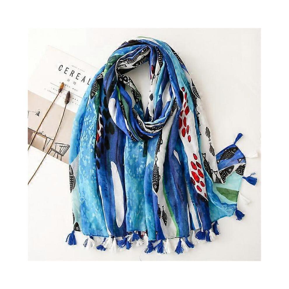 Design Brand Women Scarf Fashion Print Cotton Warm Shawl Muslim Scarves Hijabs Lady Pashmina Bandana Tassel Beach Shawls Foulard