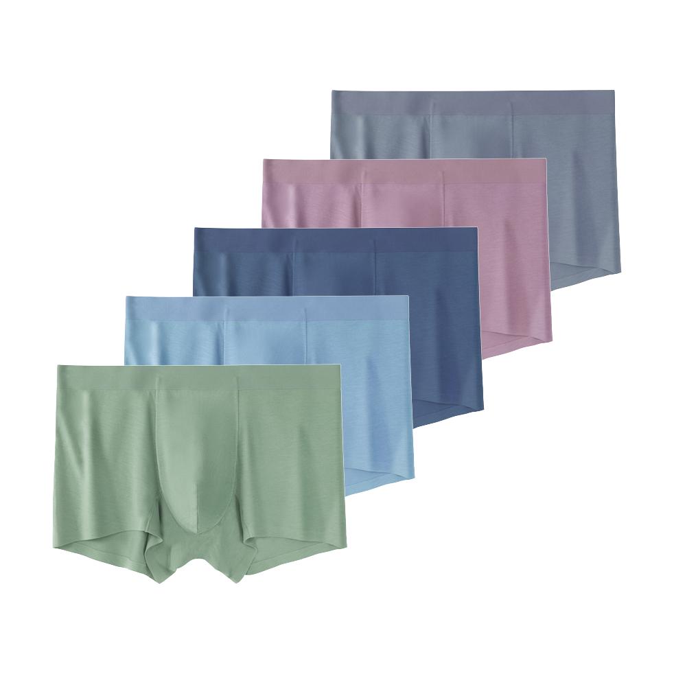 5 Pcs Mens Modal Seamless Boxer Briefs Elastic Waist Breathable Soft Underwear Comfort Daily Male Underpants L XL XXL 3XL 4XL