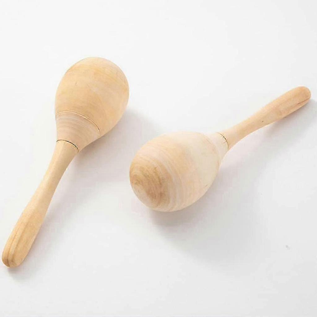 10pcs Maracas Hand Percussion Rattles Diy Wood Maracas With Crisp Blow Sound For Music Party Favors - Ri