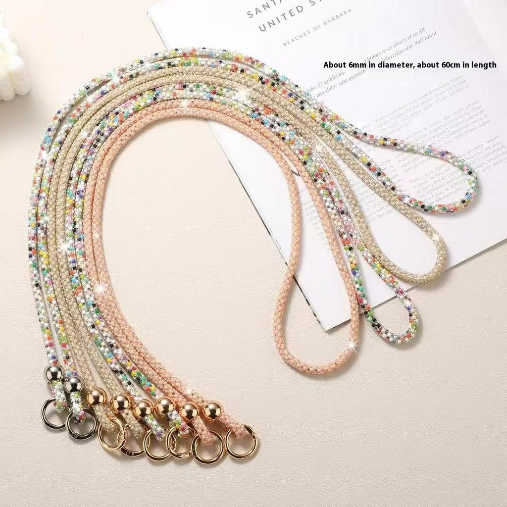 60cm Pasek na telefon z paskiem na ramię i uchwytem na telefon komórkowy Plastikowe perły Ozdoba ze strasu