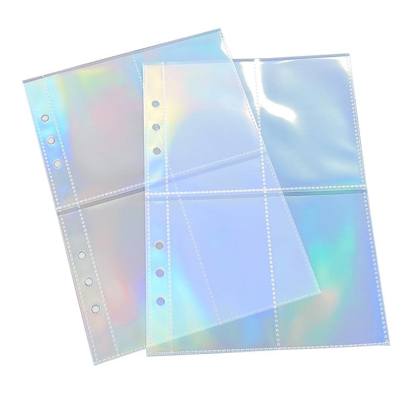 A5 A6 10Pcs Laser Transparent File Holder Notebook 6 Hole Loose Leaf DIY Document Bag Binder Rings PVC Storage Binding Folder