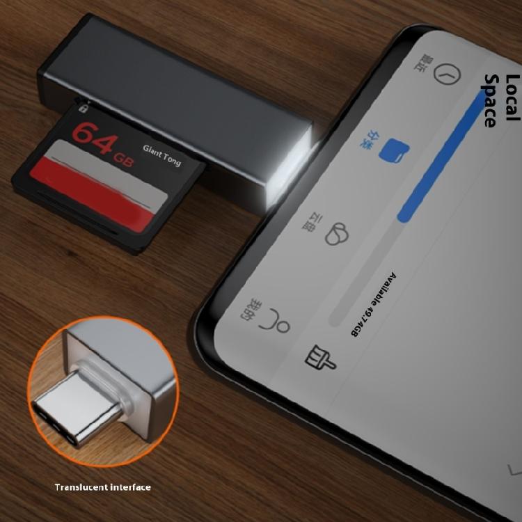MultiFunctional Aluminum TF Card Reader USB A Type C Double Slot No Driver Required for Business Trip Document Share
