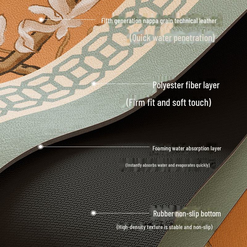 Classical Chinese Diatom Mud Kitchen Countertop Mat - Absorbent Non-Slip Table Protector