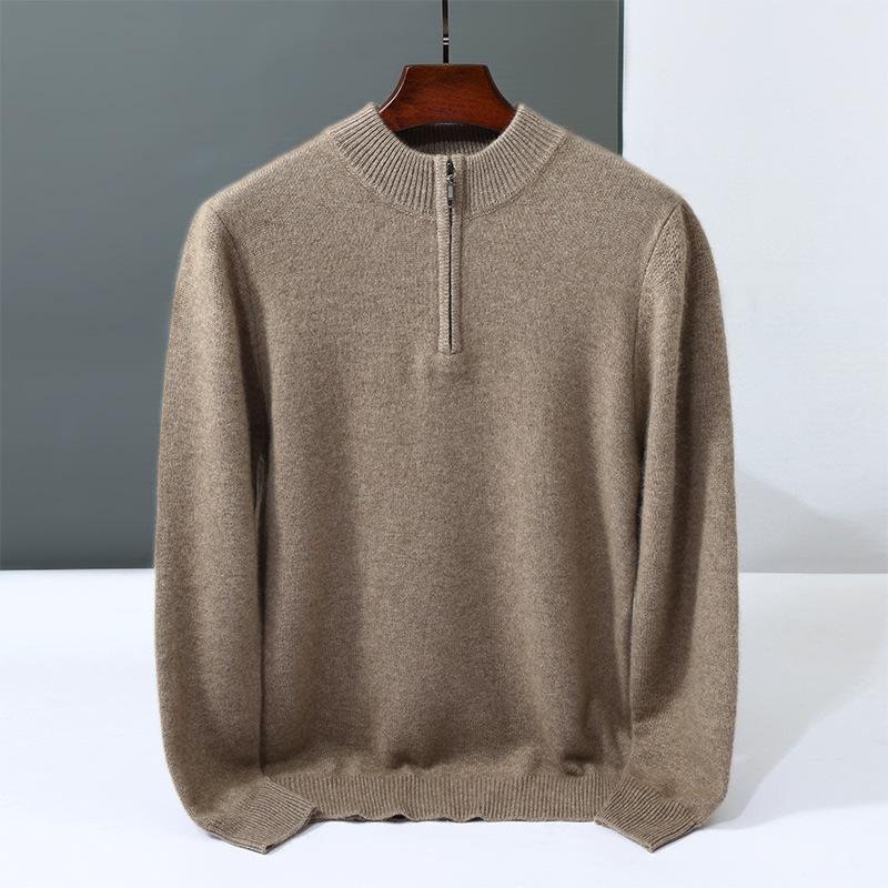 New Semi-zipper Cashmere Sweater Men's Loose Thickened Sweater Light Cashmere Knitting