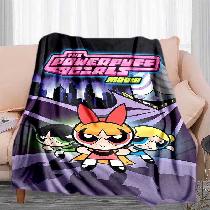 1PC The Powerpuff Girls printed blanket, all season lightweight home office outdoor nap multifunctional blanket A5