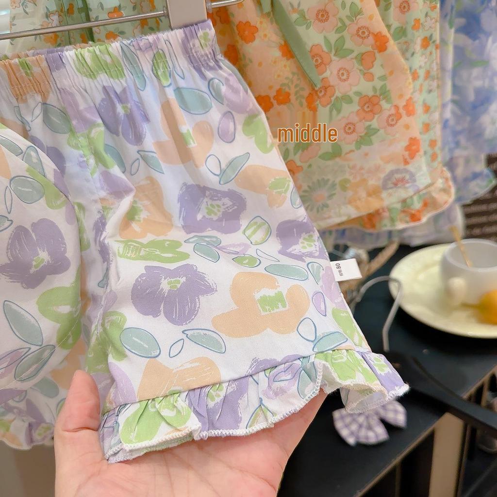 Girls' Summer Bow Strap Dress & Shorts Set - Stylish Vacation Outfit