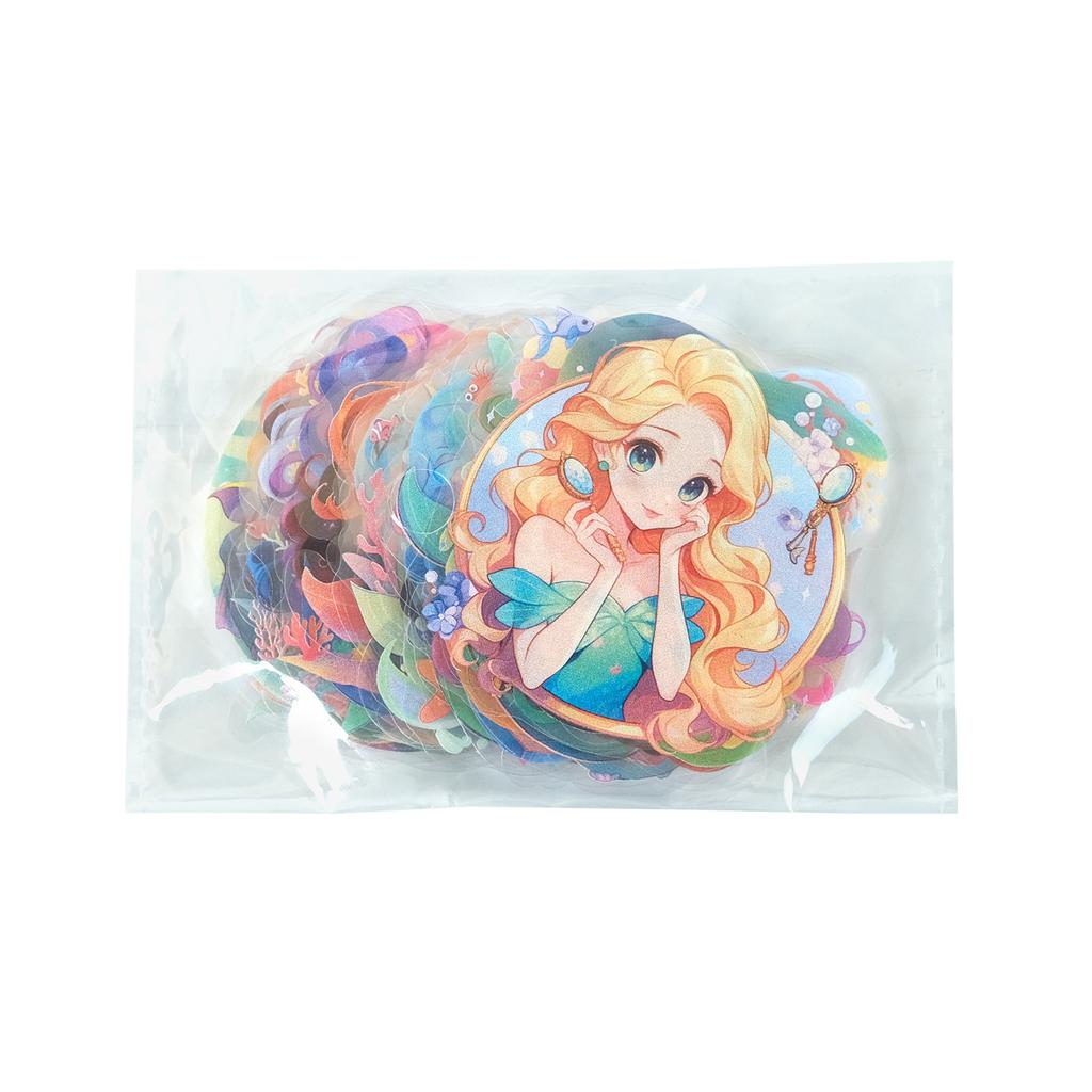 50 Fairy Tale Mermaid Princess Transparent Stickers Children's Reward Stickers DIY Photo Frame Glass Bottle