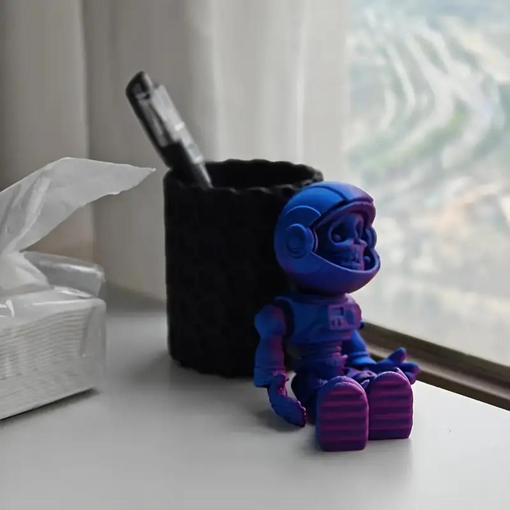 3D Printed Astronaut Skeleton Articulating Toy Figure Tris Color