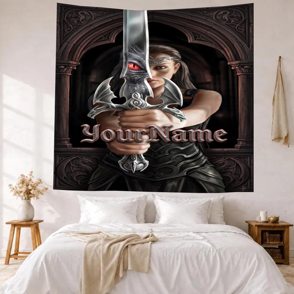 Gothic Illustrations Custom Your Name Wall Decor Tapestry Art For Pet Memorial Birthdaywedding Party Backdrop Family Gift