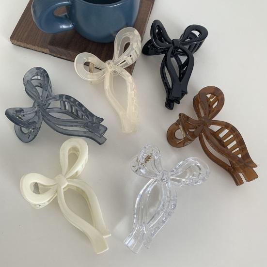 Bowknot Shape Hair Claw Candy Color Shark Hair Clip Anti-slip Back Head Hair Pin Plastic Women Hair Accessories