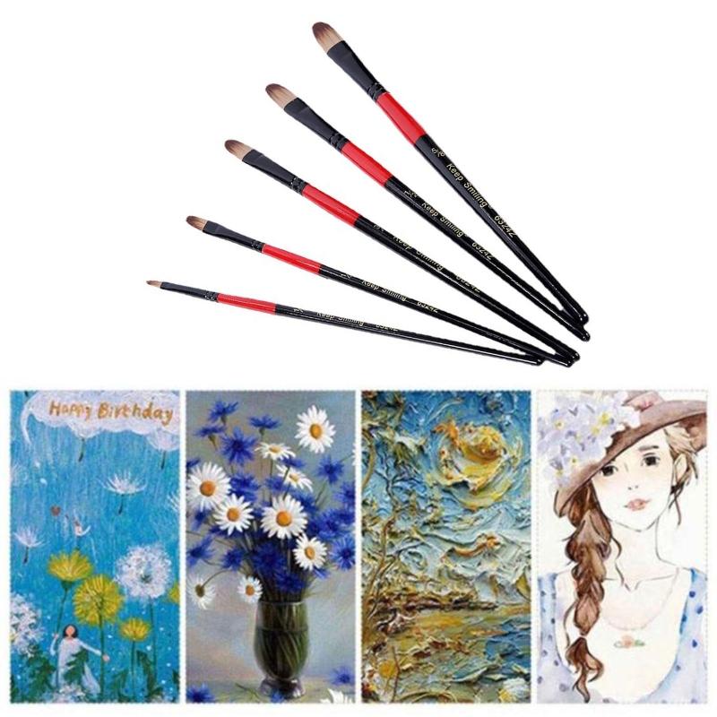 5 Pcs Nylon Hair Painting Brush Set Professional Painting Kits Round Pointed Tip Paintbrushes with Synthetic Nylon Tips