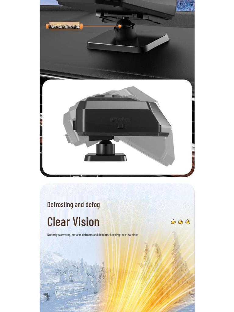 12V Ohřívač do auta a Odmlžovač: Rychlý horký/studený vzduch pro zimní odmrazování skla