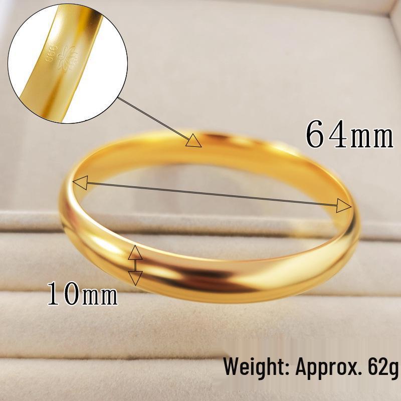 Vietnamese Sand Gold Wide Noodle Bangle for Women - Copper Alloy Simulated Jewelry