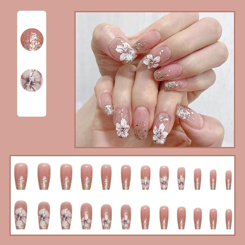 1 Box Detachable Ballerina False Nails Wearable Fake Nails Full Cover Long Nail Tips Manicure Tool Press On Nails
